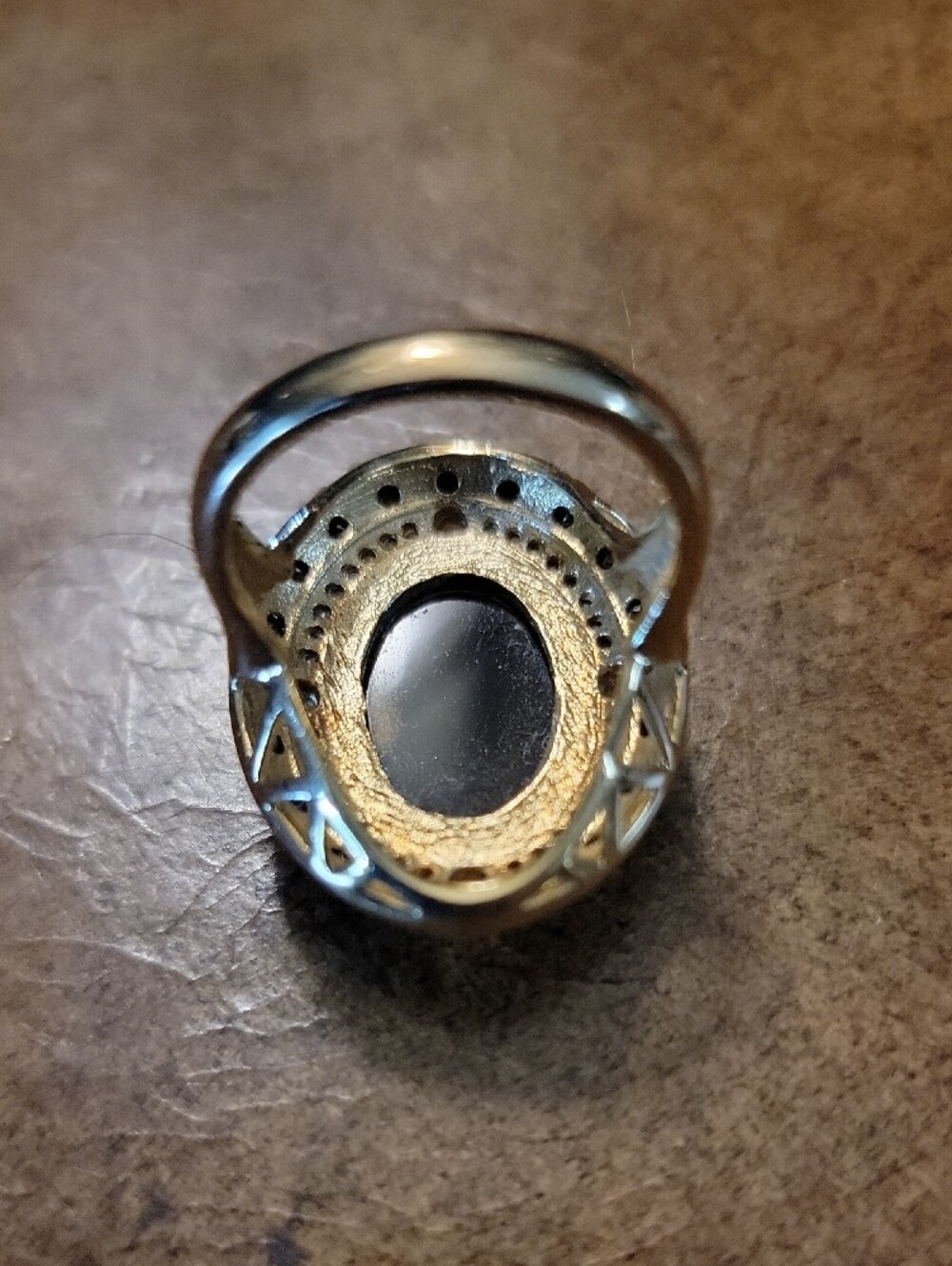 Black Spinel With Zircon Statement Ring In Gold Over Sterling Silver - Picture 2 of 2